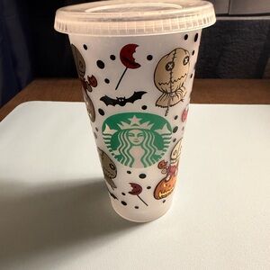 Starbucks Spooky White Tumbler with Green Logo